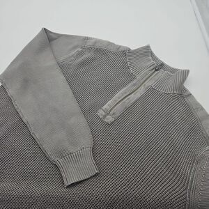 Tommy Bahama Gray 1/4‎ Zip Pullover 100% Cotton Sweater Size XL